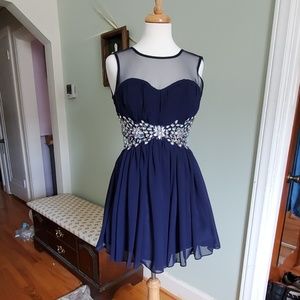 ⬇️PRICE DROP ⬇️ Rhinestone Accented Navy Dress